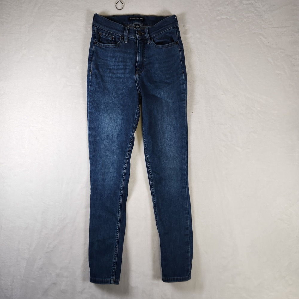 Calvin Klein Jeans Women's Dark Wash High Rise Skinny Jeans Size 25‎